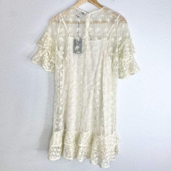 All Saints Henrietta Ruffle Dress In Vintage White - Picture 4 of 13